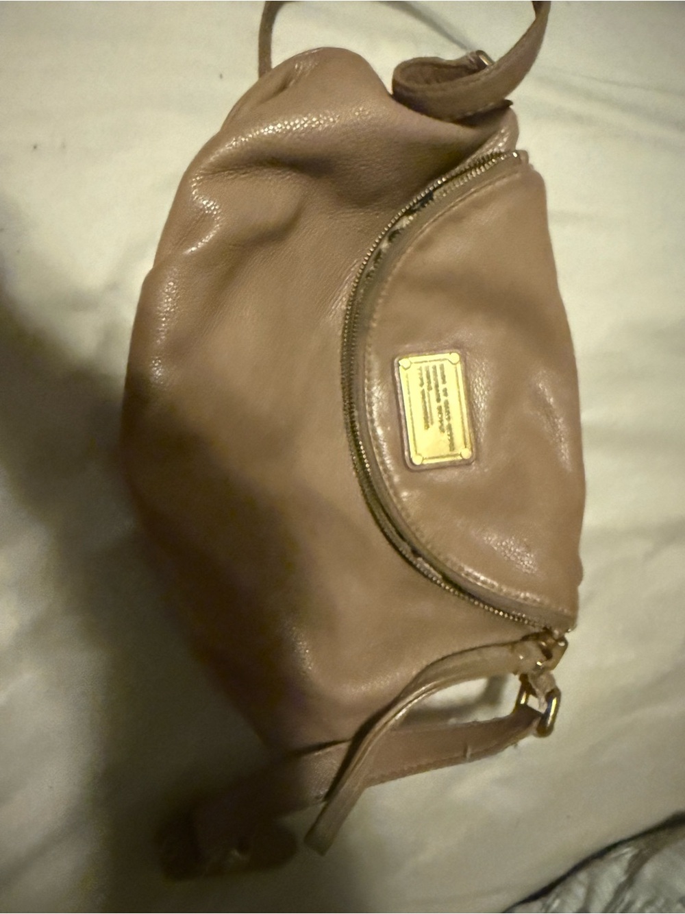 Marc by Marc Jacobs Beige Leather Crossbody with Gold Plaque